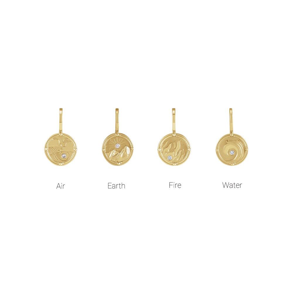 0.015 CT Natural Diamond Water, Earth, Air or Fire Zodiac Element Pendant

- 14k Gold (Y, W or R)