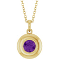Natural Pear Amethyst Bubble Button Solitaire 16-18" Necklace or Pendant - 14k Gold (Yellow, Rose or White), Platinum or Sterling Silver