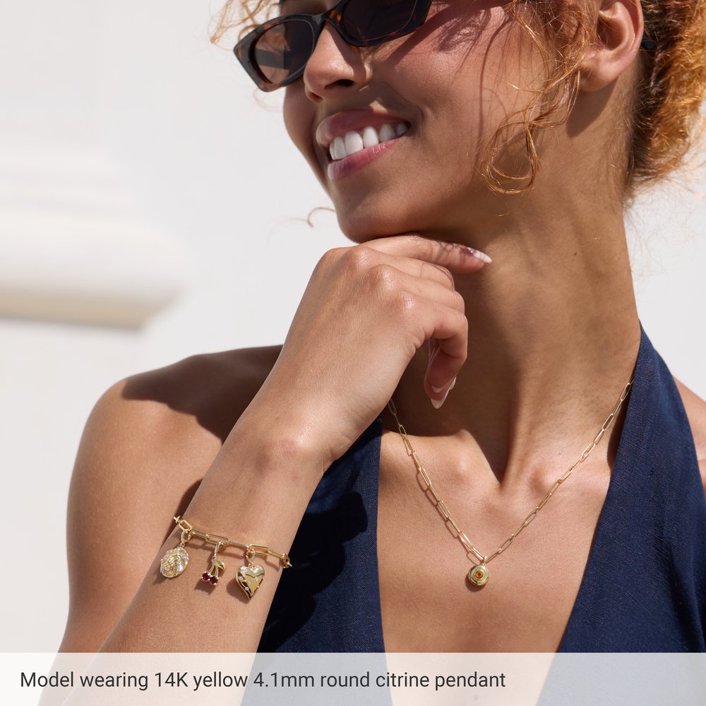 Natural Round Mozambique Garnet Bubble Button Solitaire 16-18" Necklace or Pendant - 14k Gold (Yellow, Rose or White), Platinum or Sterling Silver