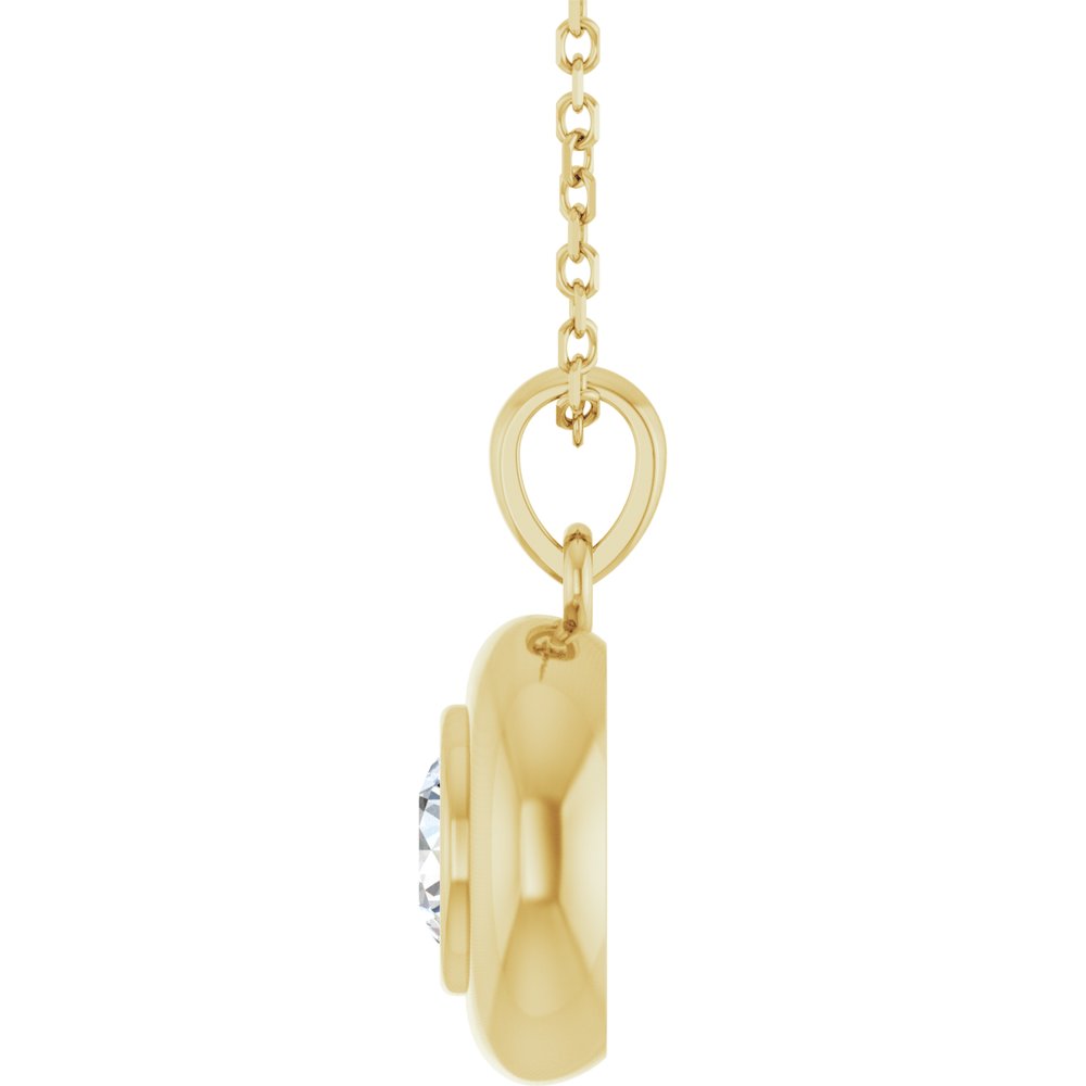 Natural Round White Sapphire Bubble Button Solitaire 16-18" Necklace or Pendant - 14k Gold (Yellow, Rose or White), Platinum or Sterling Silver