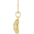 Natural Round White Sapphire Bubble Button Solitaire 16-18" Necklace or Pendant - 14k Gold (Yellow, Rose or White), Platinum or Sterling Silver
