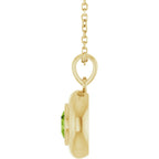 Natural Round Peridot Bubble Button Solitaire 16-18" Necklace or Pendant - 14k Gold (Yellow, Rose or White), Platinum or Sterling Silver