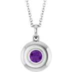 Natural Heart Amethyst Bubble Button Solitaire 16-18" Necklace or Pendant - 14k Gold (Yellow, Rose or White), Platinum or Sterling Silver