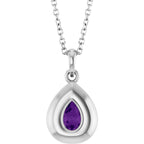 Natural Heart Amethyst Bubble Button Solitaire 16-18" Necklace or Pendant - 14k Gold (Yellow, Rose or White), Platinum or Sterling Silver