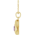 Natural Heart Amethyst Bubble Button Solitaire 16-18" Necklace or Pendant - 14k Gold (Yellow, Rose or White), Platinum or Sterling Silver