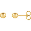 4mm Ball Earrings with Bright Finish - 14K Gold (Yellow or White)