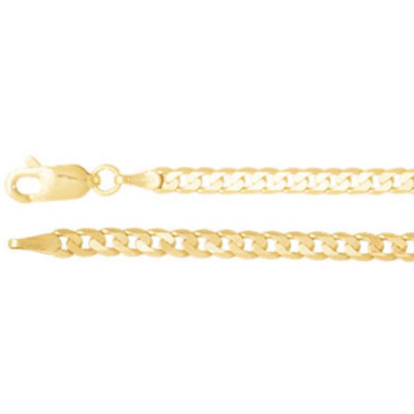 3mm Solid Curb 7" Chain Bracelet - 14K Yellow Gold