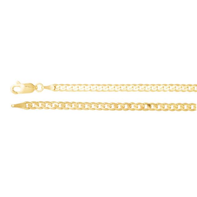 3mm Solid Curb 7" Chain Bracelet - 14K Yellow Gold