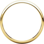 2.5mm Half Round Light Wedding Band Stackable Ring - 14k Gold (Y, W, or R), Palladium, Platinum, Sterling Silver