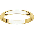 2.5mm Half Round Light Wedding Band Stackable Ring - 14k Gold (Y, W, or R), Palladium, Platinum, Sterling Silver
