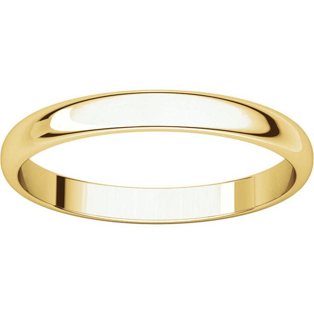 2.5mm Half Round Light Wedding Band Stackable Ring - 14k Gold (Y, W, or R), Palladium, Platinum, Sterling Silver
