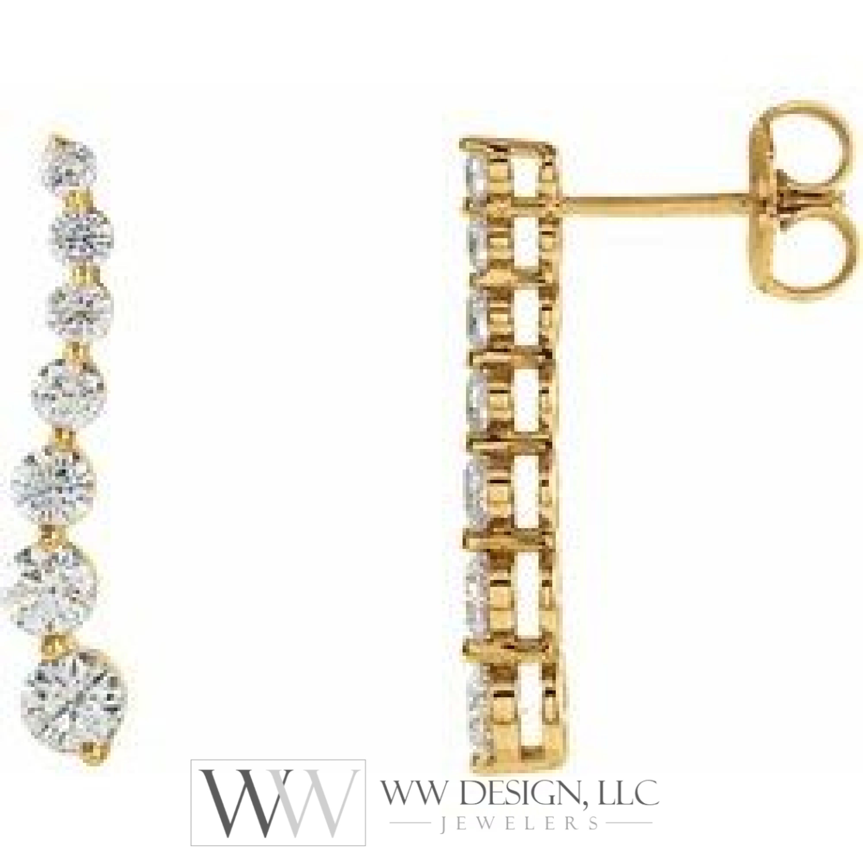 9/10 Ctw Journey Diamond Earrings - 14K Gold (Y Or W)