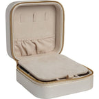 Leatherette Jewelry Case with Mirror - Black, Brown, Pink, or Cream