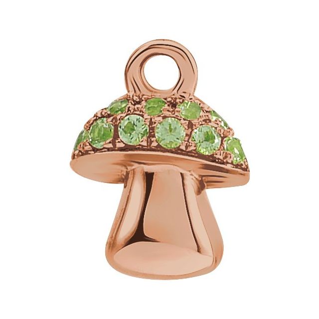 0.06 Ctw Natural Diamond Or Peridot Mushroom Dangle Charm - 14K Gold (Y W R) Rose /