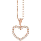 14K Rose 3/8 CTW Natural Diamond Heart 18" Necklace