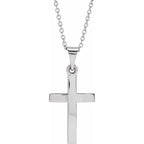 17mm x 11.5mm Cross 18" Necklace - 14K Gold (Y, W, or R), or Sterling Silver