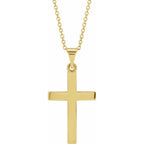 20mm x 13.7mm Cross 18" Necklace - 14K Gold (Y, W, or R), or Sterling Silver