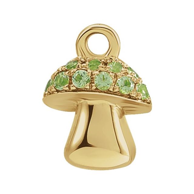 0.06 Ctw Natural Diamond Or Peridot Mushroom Dangle Charm - 14K Gold (Y W R) Yellow /