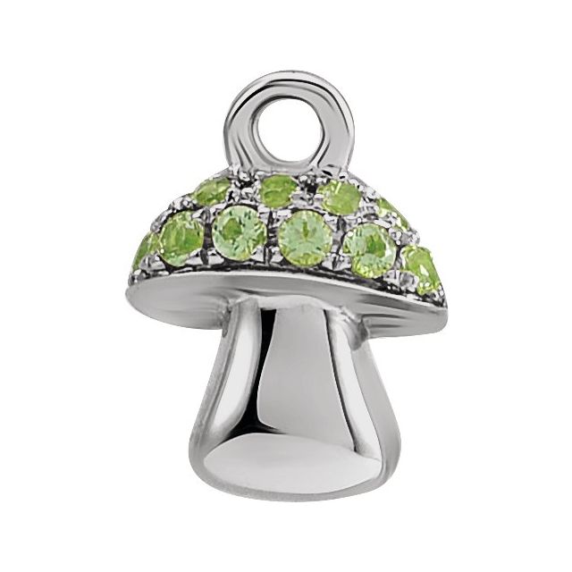 0.06 Ctw Natural Diamond Or Peridot Mushroom Dangle Charm - 14K Gold (Y W R) White /