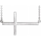 28x16.2 mm Sideways Cross 16-18" Necklace - 14K Gold (Y, W, or R), or Sterling Silver