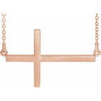 28x16.2 mm Sideways Cross 16-18" Necklace - 14K Gold (Y, W, or R), or Sterling Silver