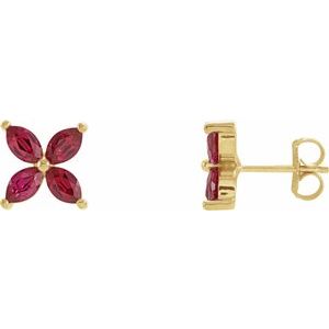 14K Yellow Lab-Grown Blue Sapphire Earrings