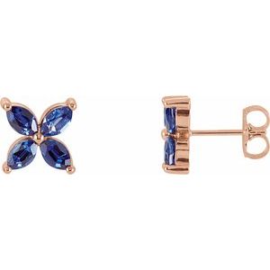 14K Yellow Lab-Grown Blue Sapphire Earrings