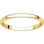2mm Half Round Light Wedding Band Stackable Ring - 14k Gold (Y, W, or R), Palladium, Platinum, Sterling Silver