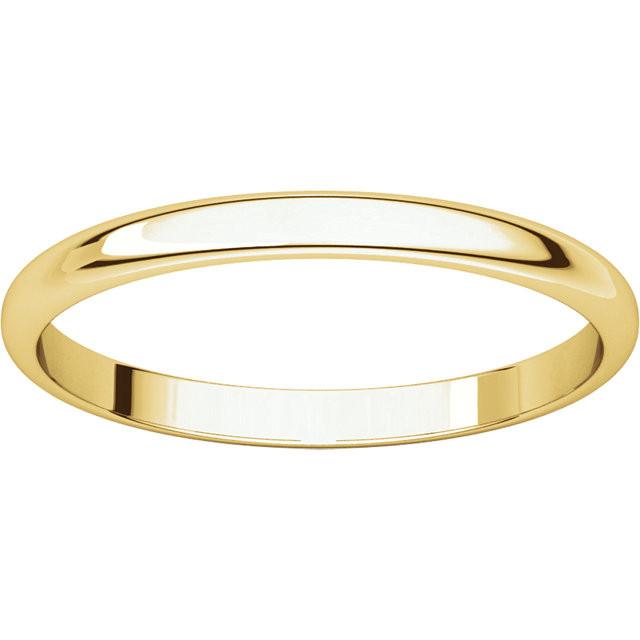 2mm Half Round Light Wedding Band Stackable Ring - 14k Gold (Y, W, or R), Palladium, Platinum, Sterling Silver