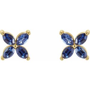 14K Yellow Lab-Grown Blue Sapphire Earrings