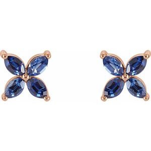 14K Yellow Lab-Grown Blue Sapphire Earrings