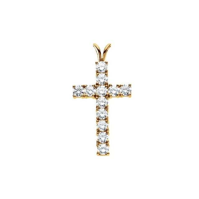 1.2 CTW Natural Diamond Cross Pendant - 14k Gold (Y or W)