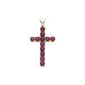 Natural Ruby Cross Pendant - 14K Gold (Y Or W) Necklace