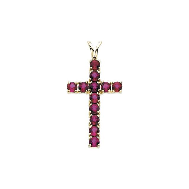 Natural Ruby Cross Pendant - 14K Gold (Y Or W) Necklace