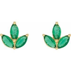 14K Yellow Natural Blue Sapphire Cluster Earrings