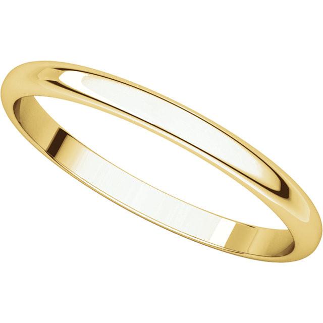 2mm Half Round Light Wedding Band Stackable Ring - 14k Gold (Y, W, or R), Palladium, Platinum, Sterling Silver