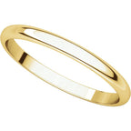 2mm Half Round Light Wedding Band Stackable Ring - 14k Gold (Y, W, or R), Palladium, Platinum, Sterling Silver
