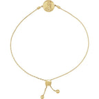 Aphrodite Coin Cable Bolo Adjustable 9.5 Bracelet - 14K (Y W Or R) Gold Sterling Silver Yellow