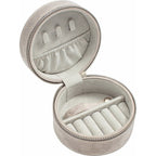 Velvet Round Jewelry Travel Case - Black, Cream or Gray