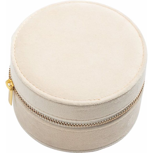 Velvet Round Jewelry Travel Case - Black, Cream or GrayVelvet Round Jewelry Travel Case - Black, Cream or Gray