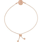 Aphrodite Coin Cable Bolo Adjustable 9.5 Bracelet - 14K (Y W Or R) Gold Sterling Silver Rose