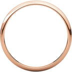 2mm Half Round Light Wedding Band Stackable Ring - 14k Gold (Y, W, or R), Palladium, Platinum, Sterling Silver