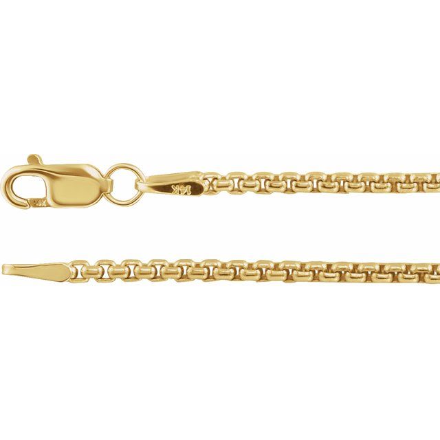 1.8mm Rounded Box Chain Bracelet or Necklace - 14k Gold (Y, W, R), or Sterling Silver