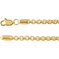 2.6mm Rounded Box Chain Bracelet or Necklace - 14k Gold (Y, W, R), or Sterling Silver