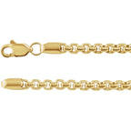 2.6mm Rounded Box Chain Bracelet or Necklace - 14k Gold (Y, W, R), or Sterling Silver