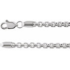 2.6mm Rounded Box Chain Bracelet or Necklace - 14k Gold (Y, W, R), or Sterling Silver
