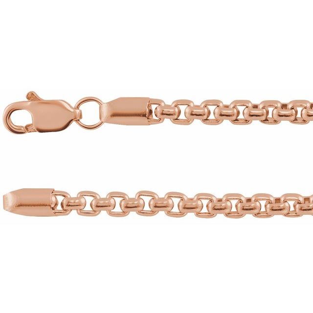 2.6mm Rounded Box Chain Bracelet or Necklace - 14k Gold (Y, W, R), or Sterling Silver