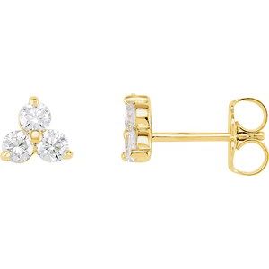 14K Yellow 1/5 CTW Natural Diamond Three-Stone Cluster Earring
