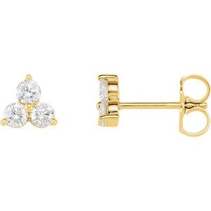 14K Yellow 1/5 CTW Natural Diamond Three-Stone Cluster Earring