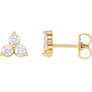 14K Yellow 1/5 CTW Natural Diamond Three-Stone Cluster Earring